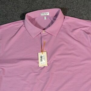 Peter Millar Jubilee Stripe Performance Golf Polo Pink Men XXL AutoZone Logo NWT